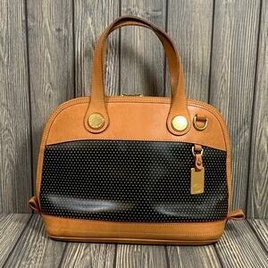 Dooney‎ & Bourke Leather Handbag Purse Shoulder Bowler Bag Brown Black USA